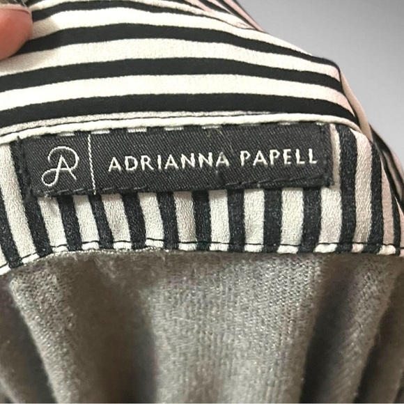 ADRIANNA PAPELL Women's Gray Sweater with Striped Fooler Layer | EUC - Picture 5 of 6